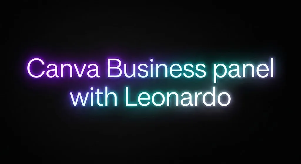 Canva Business panel with Leonardo